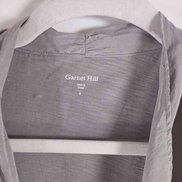 Garnett Hill Open Front Cardigan with Silk Trim, Size Small - Picture 3 of 8